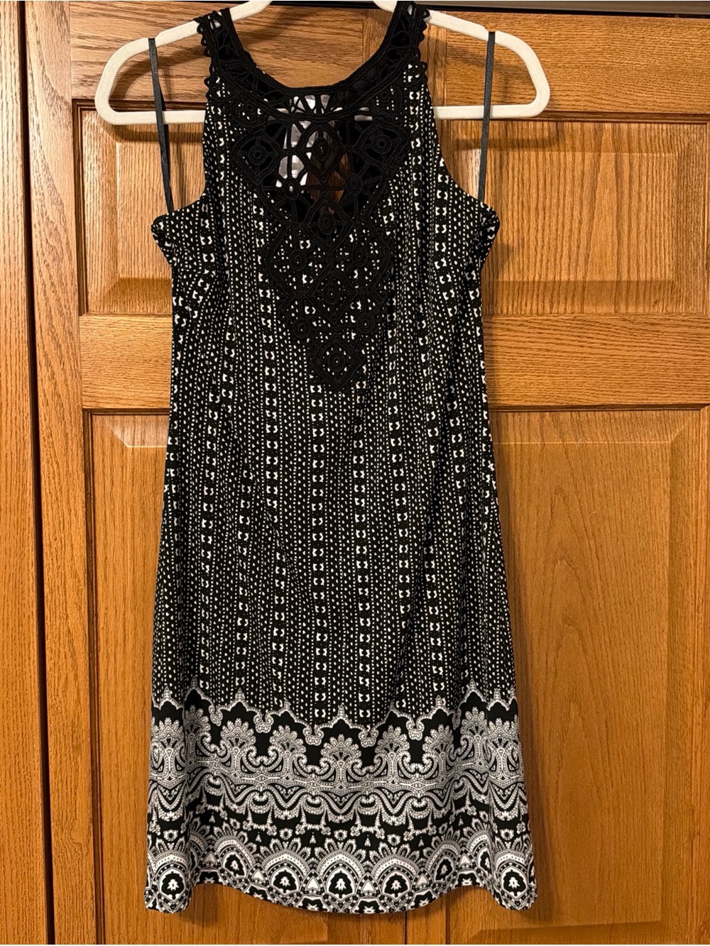 White House Black Market Black & White Crochet Halter Mini Dress